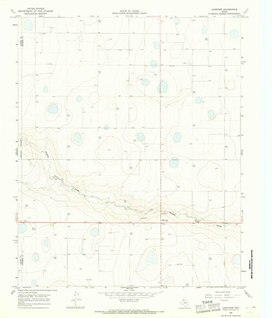 Classic USGS Lakeview Texas 7.5'x7.5' Topo Map Image