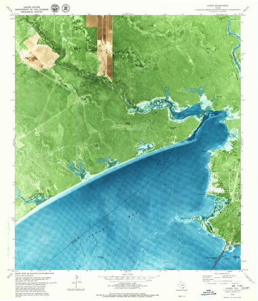 Classic USGS Lamar Texas 7.5'x7.5' Topo Map Image