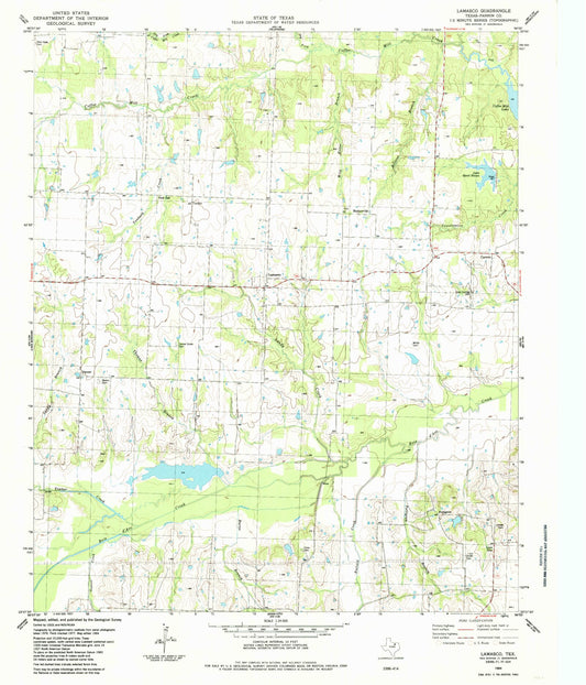 Classic USGS Lamasco Texas 7.5'x7.5' Topo Map Image