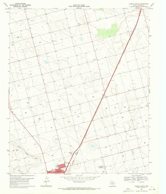 Classic USGS Lamesa North Texas 7.5'x7.5' Topo Map Image