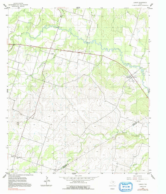 Classic USGS Lamkin Texas 7.5'x7.5' Topo Map Image