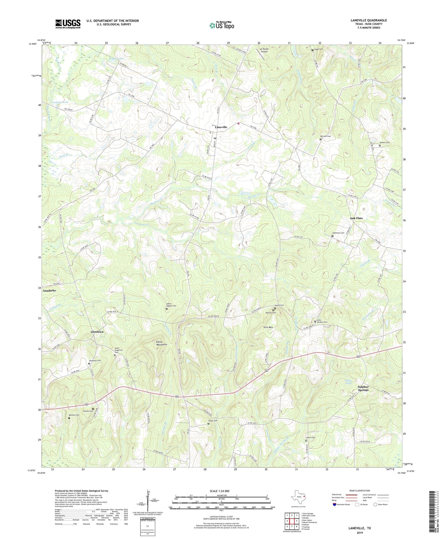 Laneville Texas US Topo Map Image