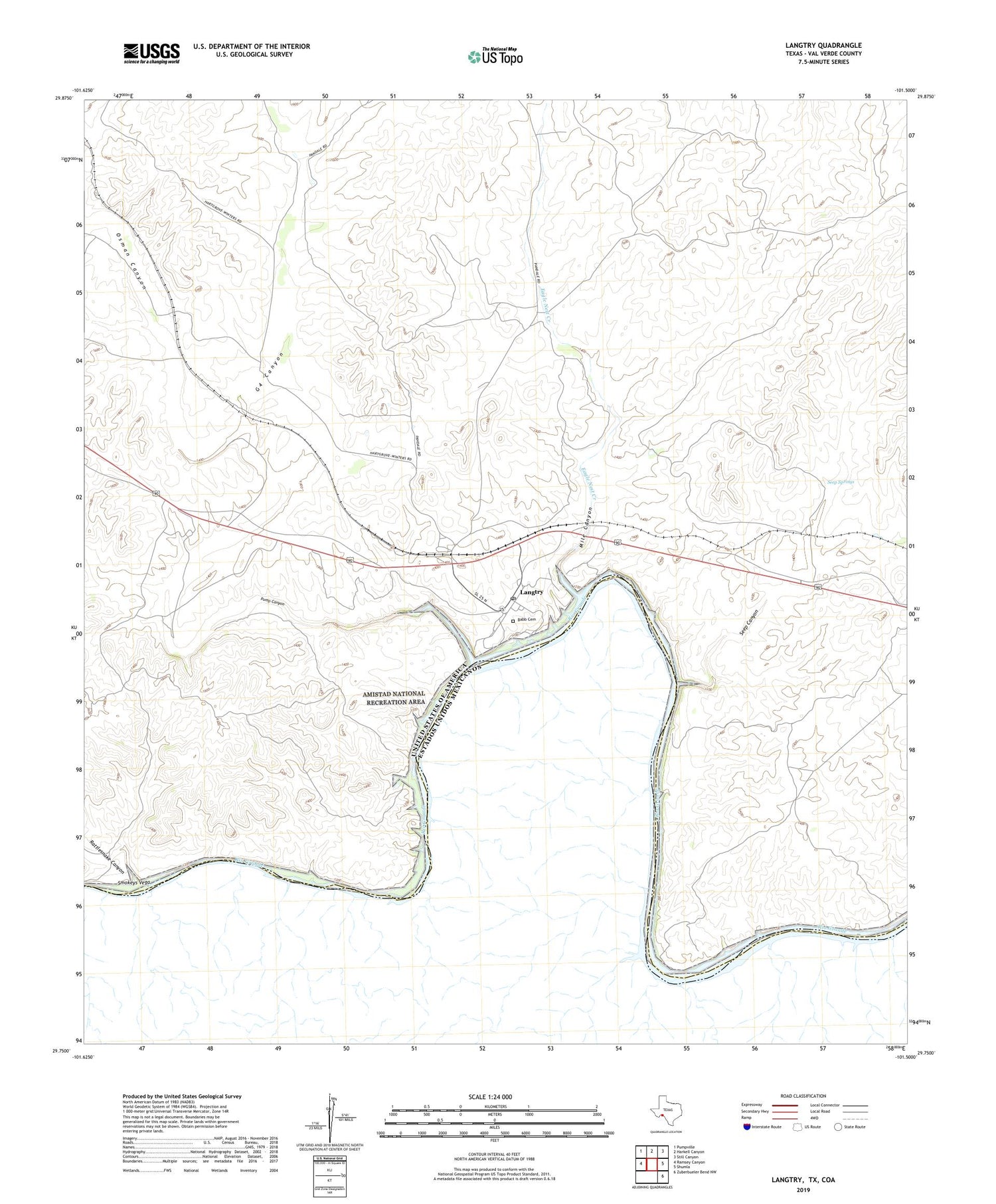 Langtry Texas US Topo Map Image