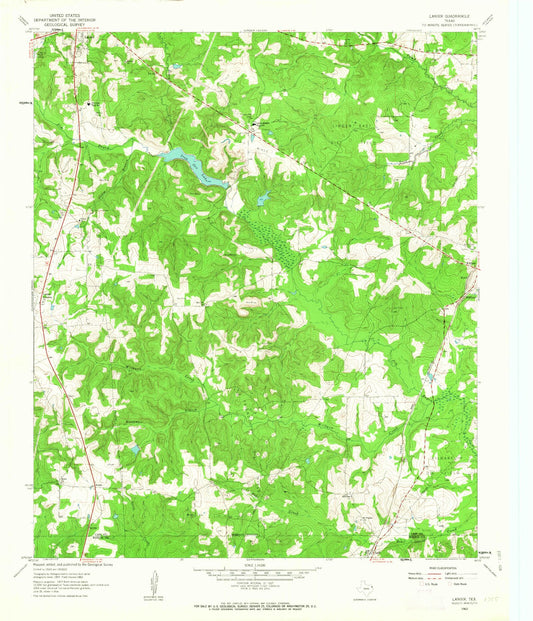 Classic USGS Lanier Texas 7.5'x7.5' Topo Map Image