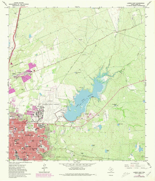 Classic USGS Laredo East Texas 7.5'x7.5' Topo Map Image