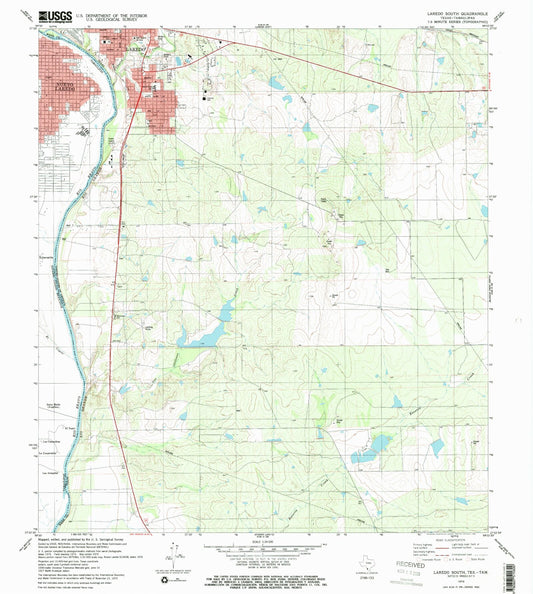 Classic USGS Laredo South Texas 7.5'x7.5' Topo Map Image