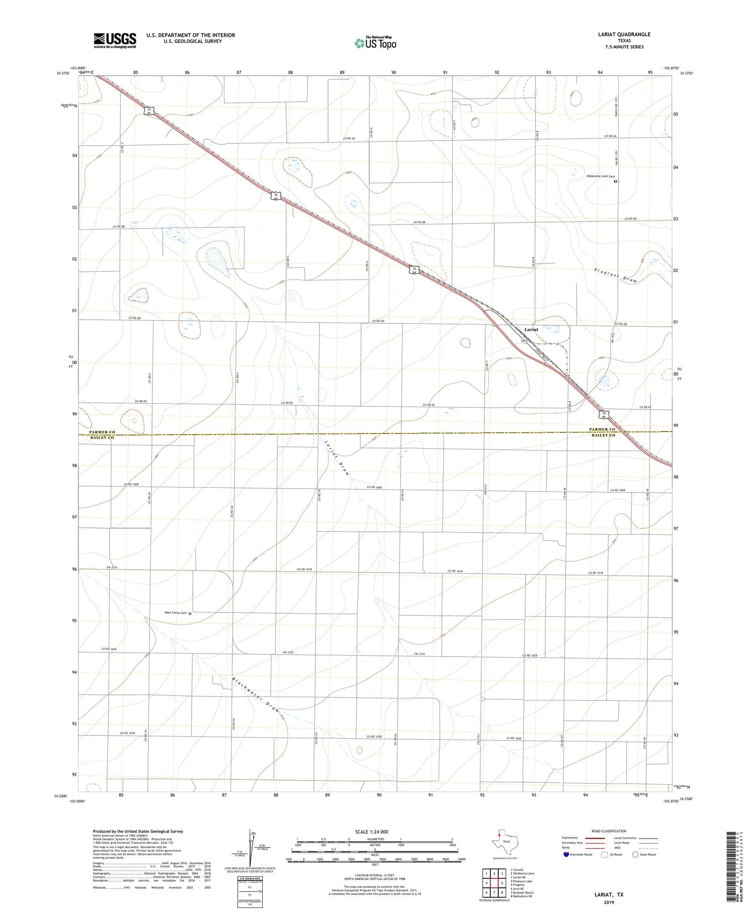 Lariat Texas US Topo Map Image