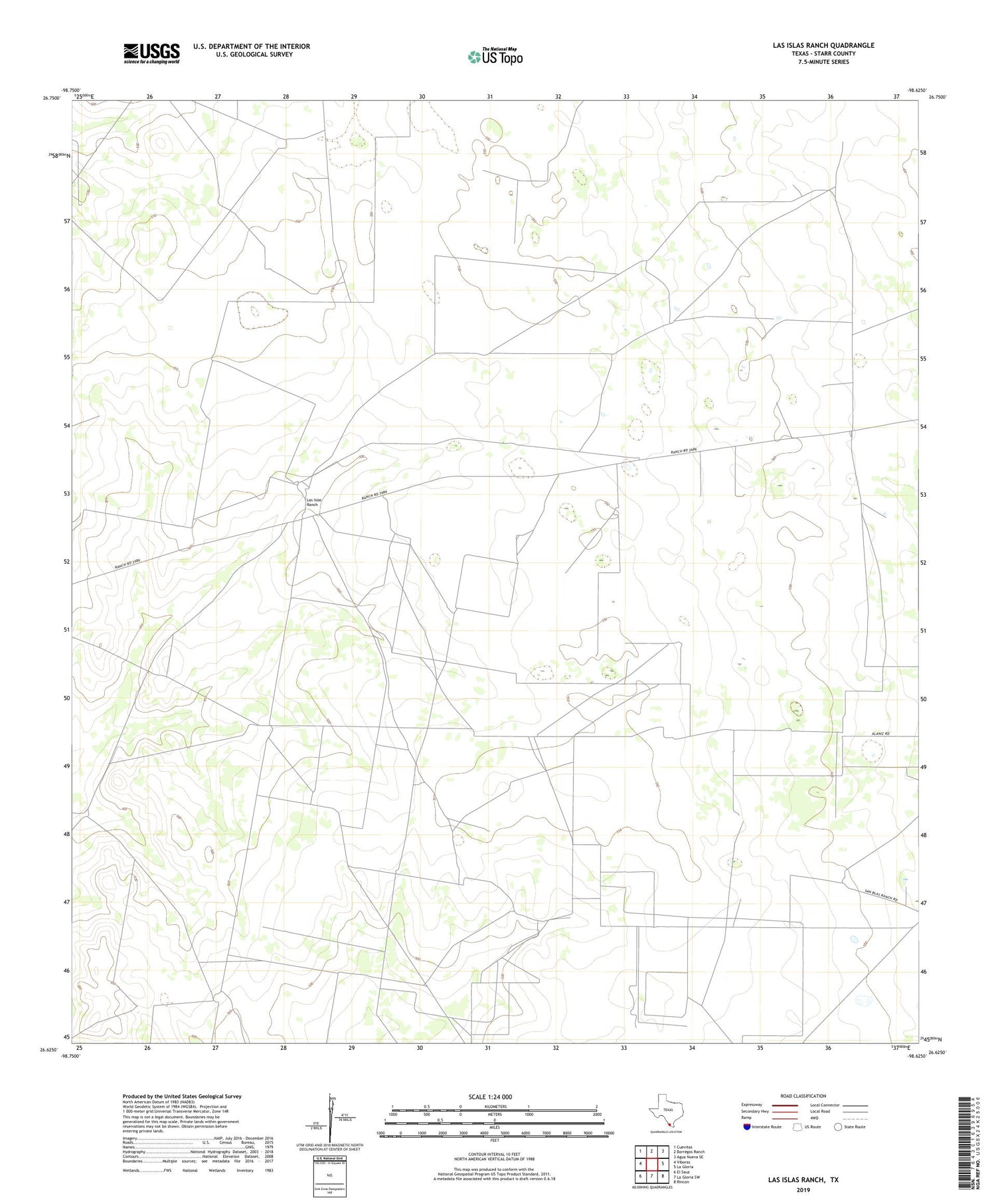 Las Islas Ranch Texas US Topo Map Image