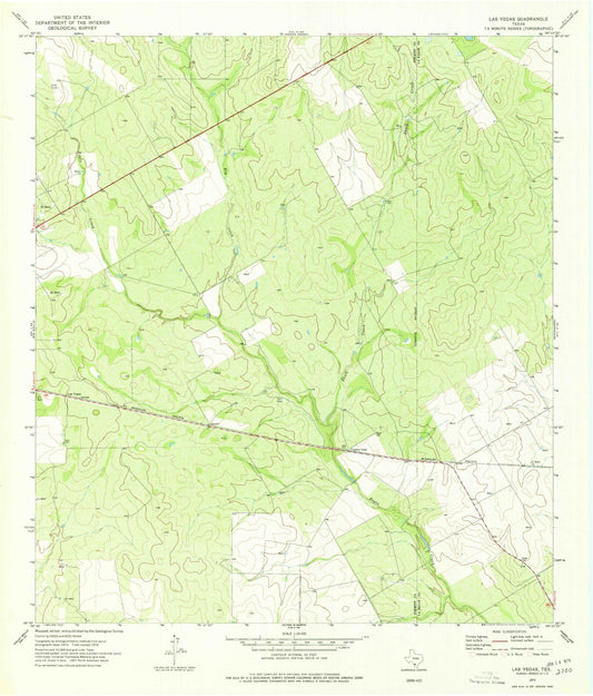 Classic USGS Las Vegas Texas 7.5'x7.5' Topo Map Image