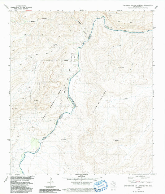 Classic USGS Las Vegas De Los Ladrones Texas 7.5'x7.5' Topo Map Image