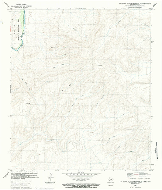 Classic USGS Las Vegas De Los Ladrones SW Texas 7.5'x7.5' Topo Map Image