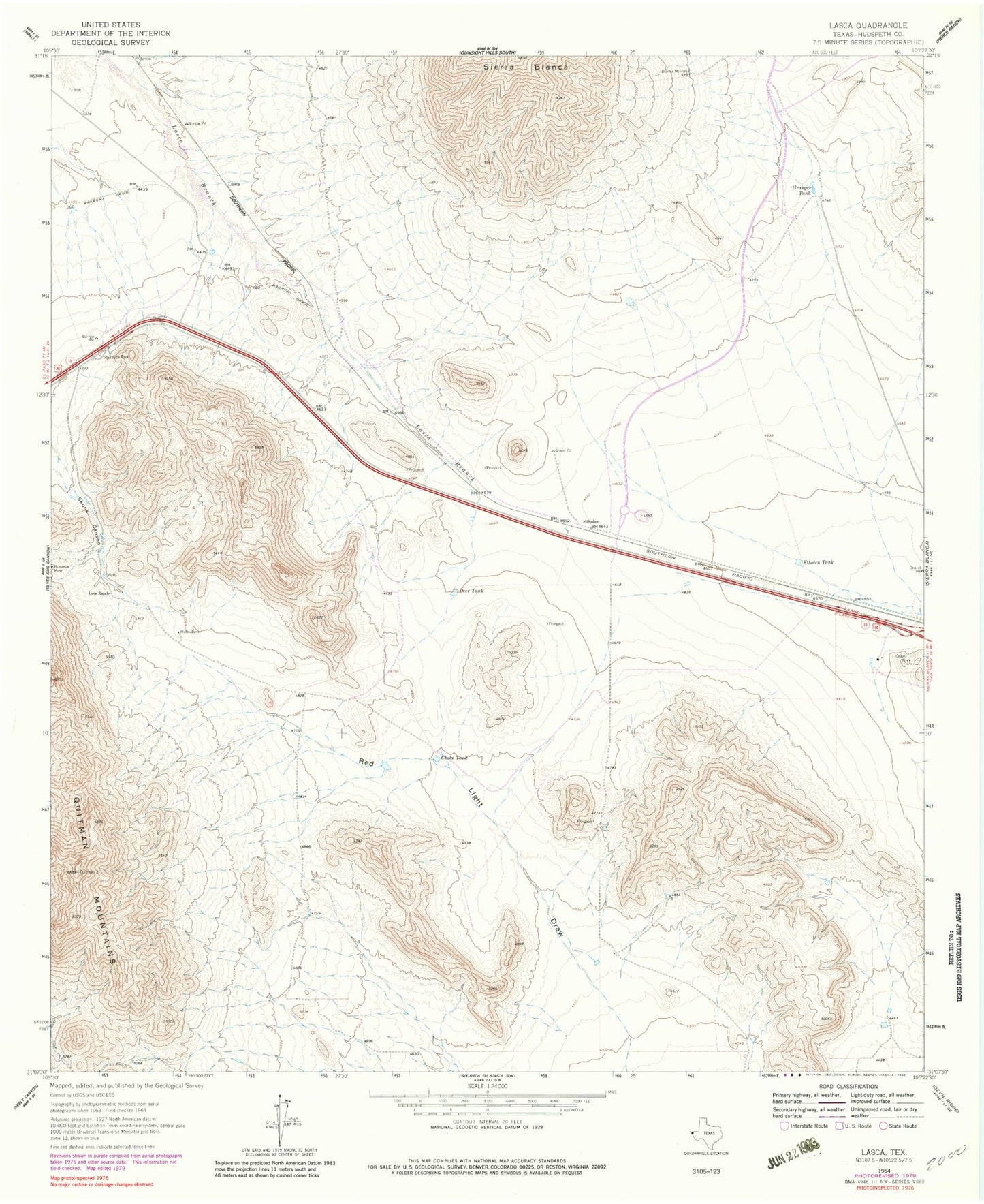 Classic USGS Lasca Texas 7.5'x7.5' Topo Map Image