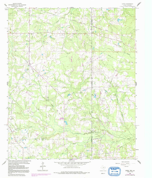 Classic USGS Latex Texas 7.5'x7.5' Topo Map Image