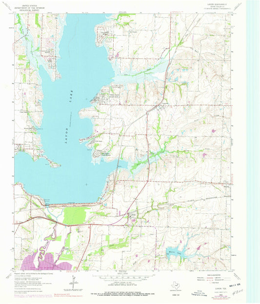Classic USGS Lavon Texas 7.5'x7.5' Topo Map Image