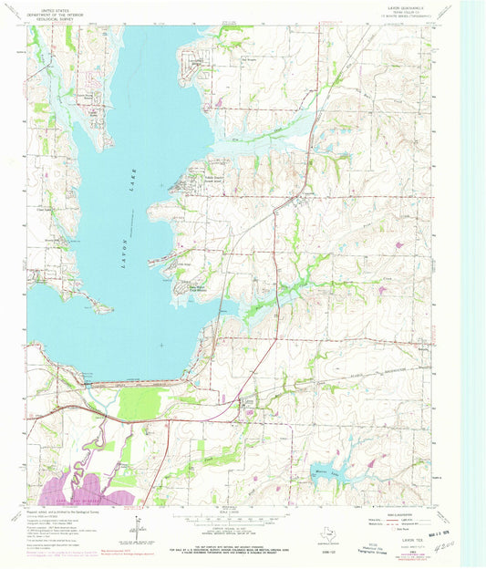Classic USGS Lavon Texas 7.5'x7.5' Topo Map Image
