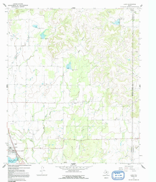 Classic USGS Lawn Texas 7.5'x7.5' Topo Map Image