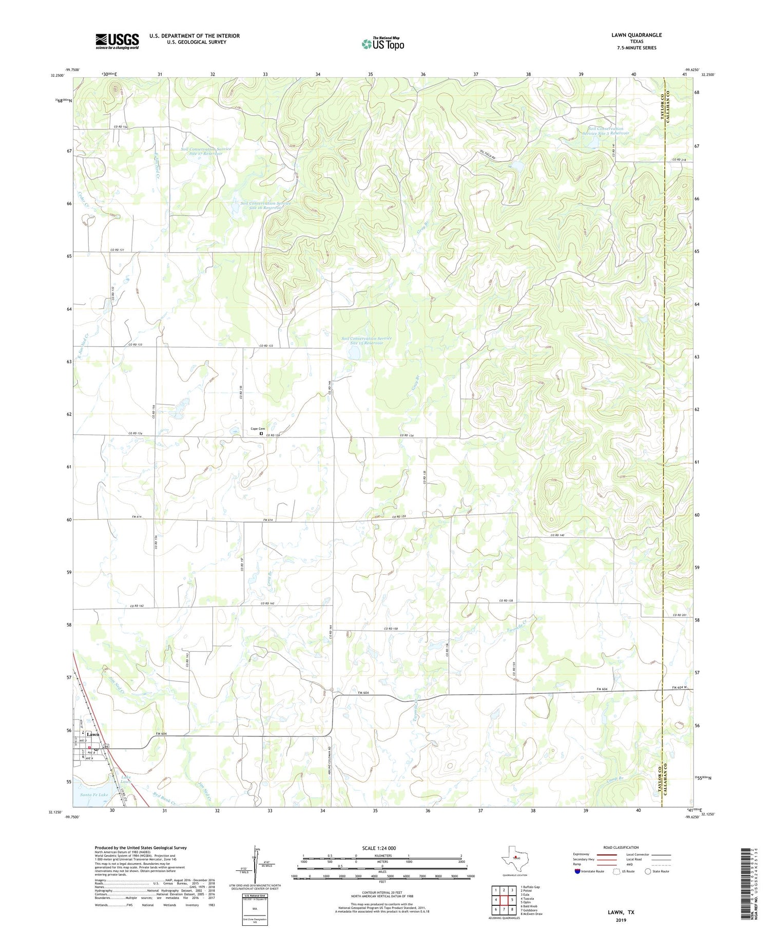 Lawn Texas US Topo Map Image