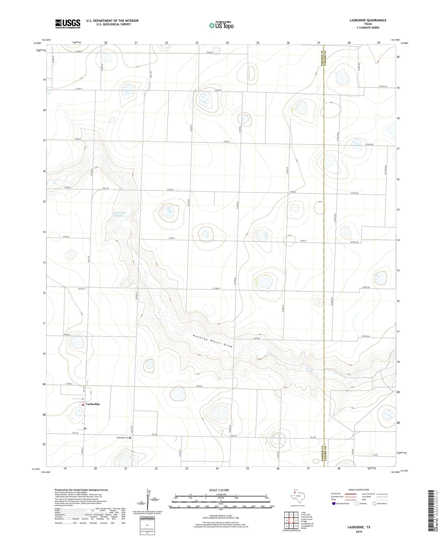 Lazbuddie Texas US Topo Map Image