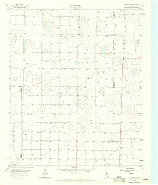 Classic USGS Lazbuddie SE Texas 7.5'x7.5' Topo Map Image