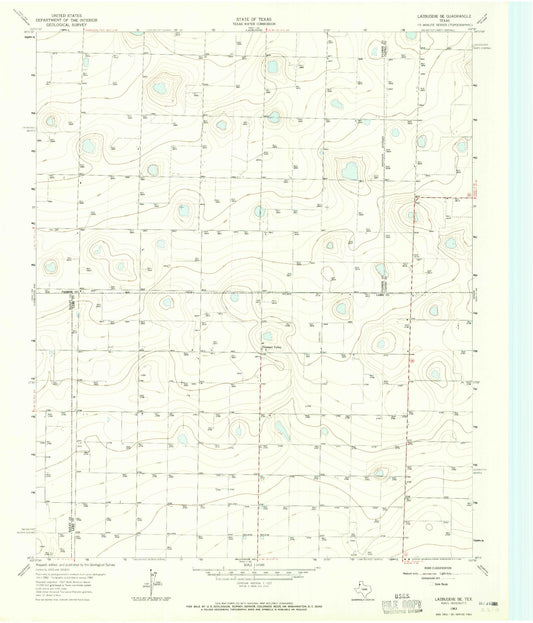 Classic USGS Lazbuddie SE Texas 7.5'x7.5' Topo Map Image