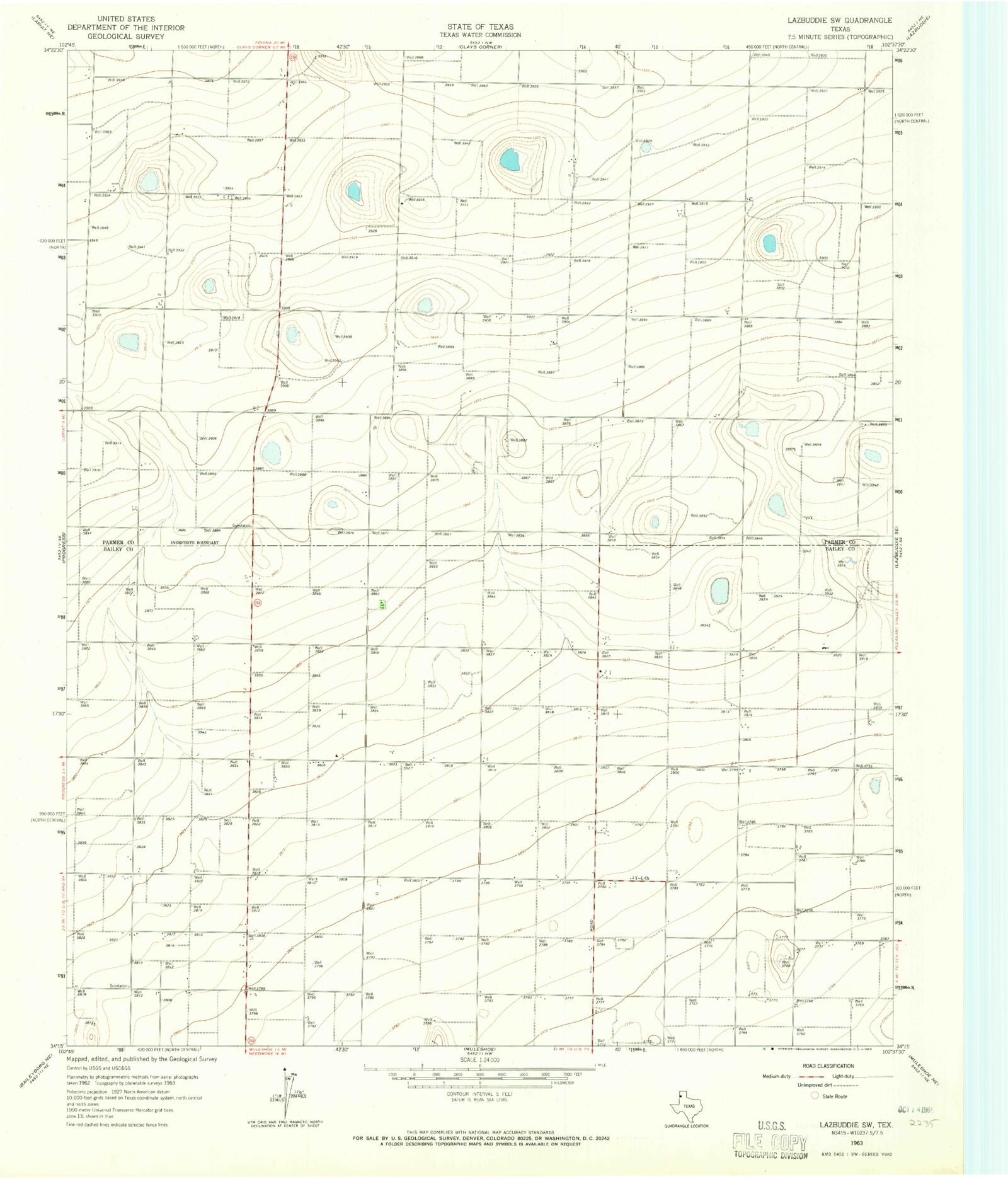 Classic USGS Lazbuddie SW Texas 7.5'x7.5' Topo Map MyTopo Map Store