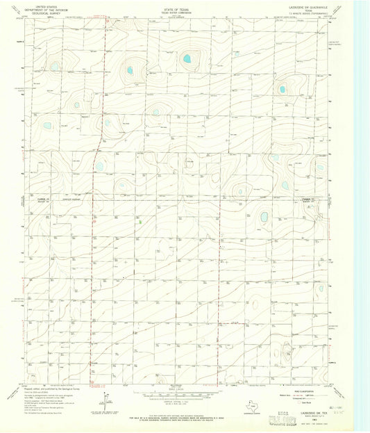 Classic USGS Lazbuddie SW Texas 7.5'x7.5' Topo Map Image