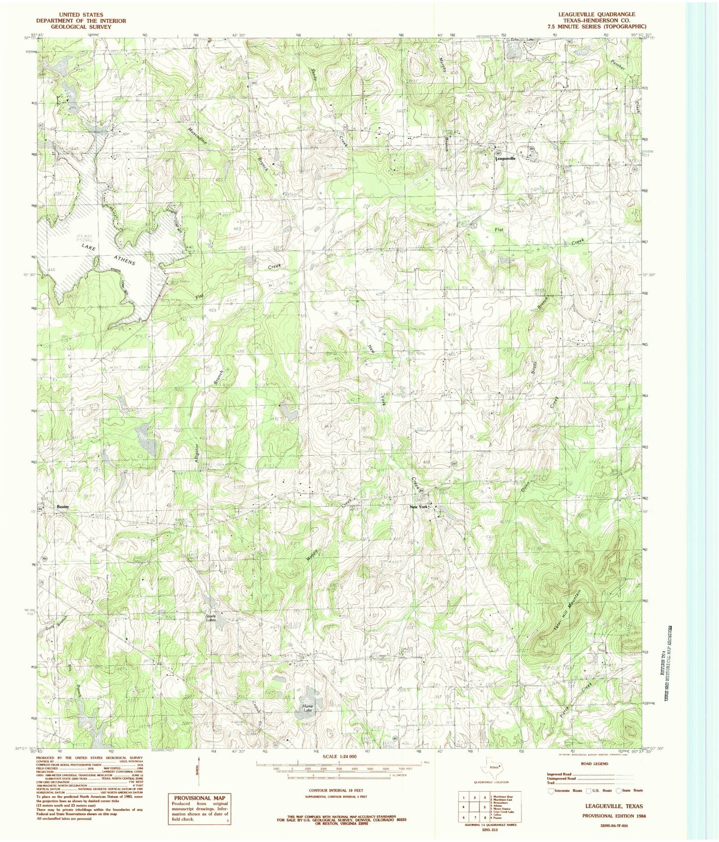 Classic USGS Leagueville Texas 7.5'x7.5' Topo Map Image