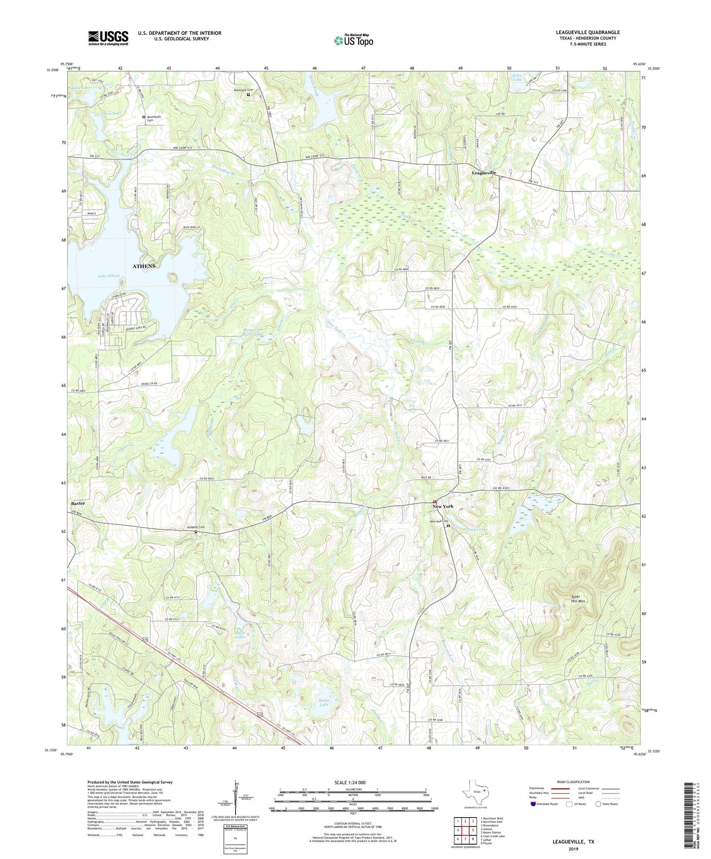 Leagueville Texas US Topo Map Image