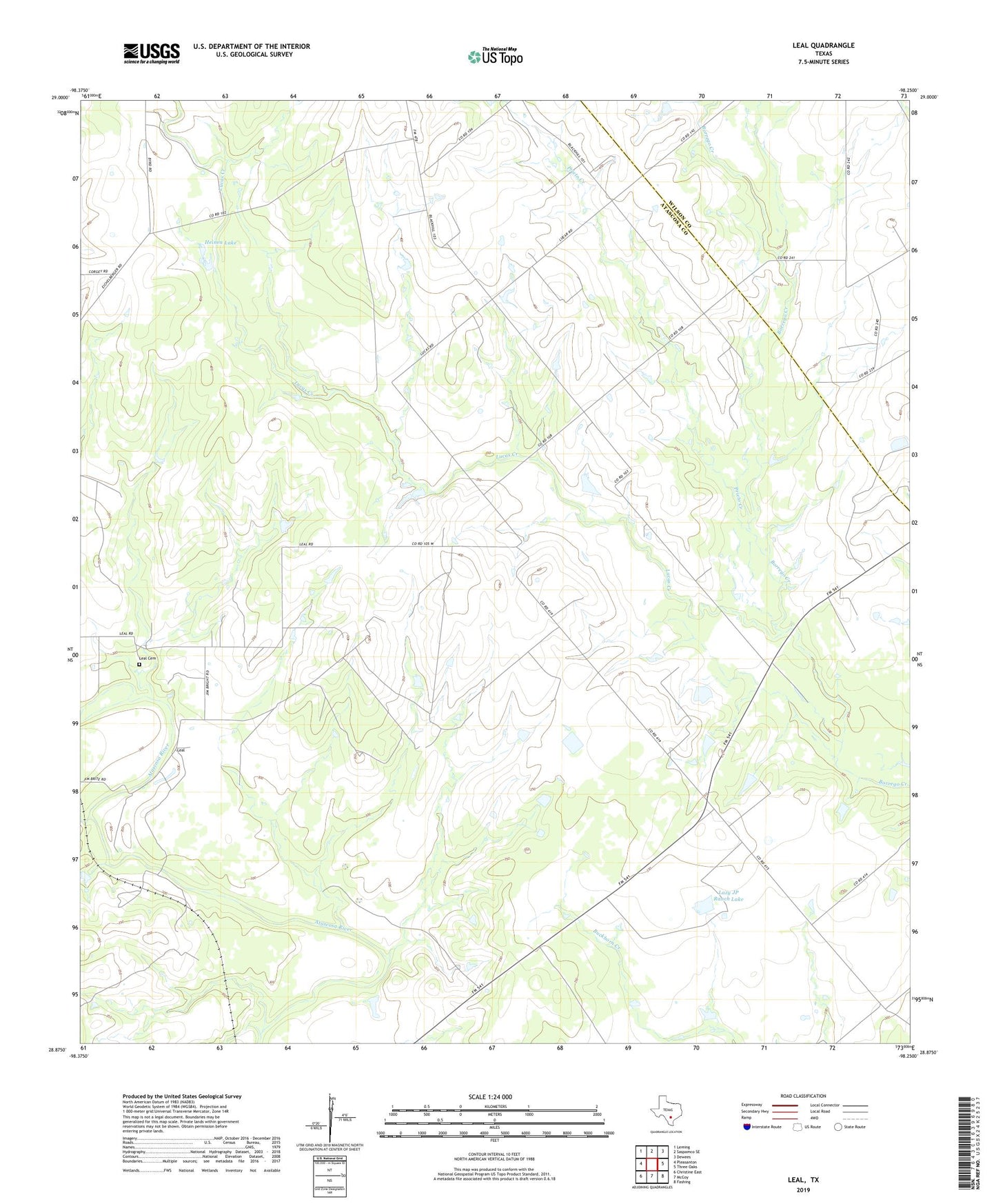 Leal Texas US Topo Map Image