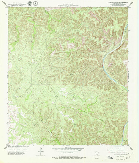Classic USGS Lechuguilla Creek Texas 7.5'x7.5' Topo Map Image