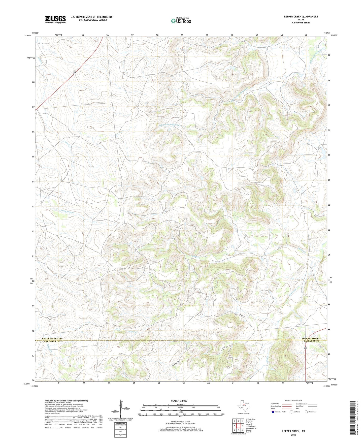 Leeper Creek Texas US Topo Map Image