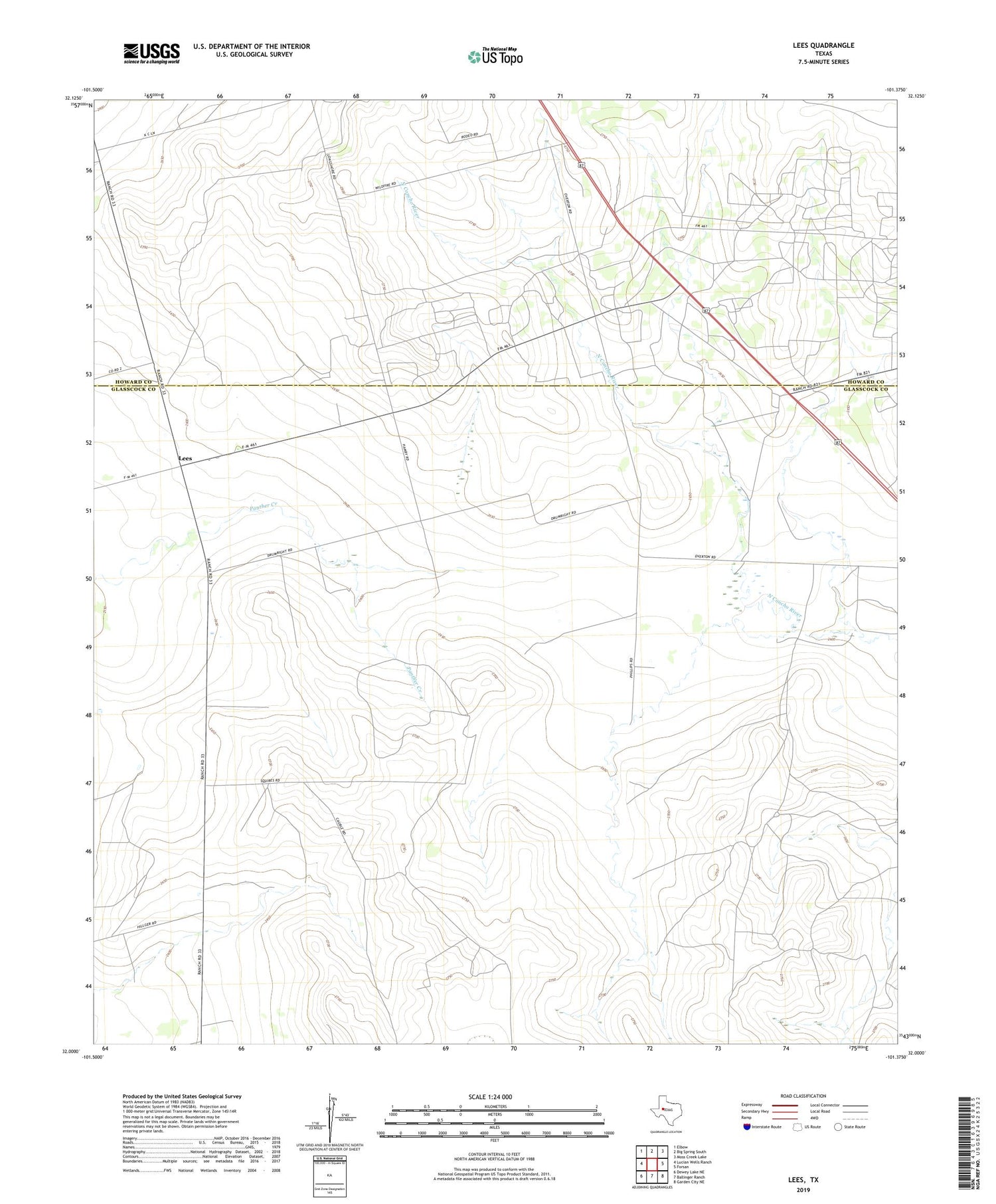 Lees Texas US Topo Map Image