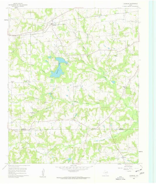 Classic USGS Leesburg Texas 7.5'x7.5' Topo Map Image