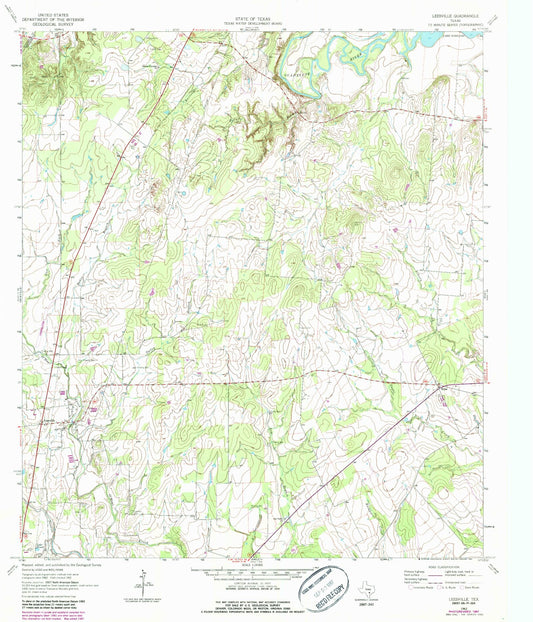 Classic USGS Leesville Texas 7.5'x7.5' Topo Map Image