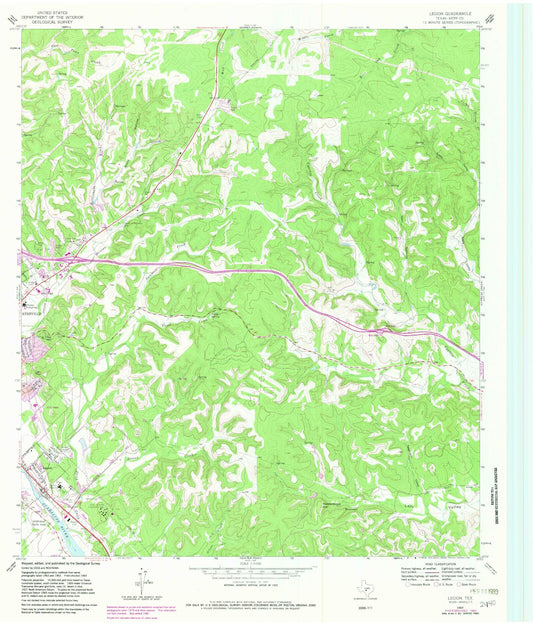Classic USGS Legion Texas 7.5'x7.5' Topo Map Image