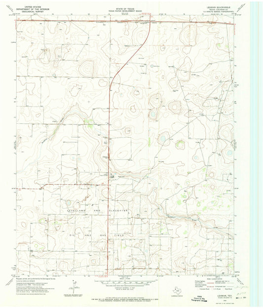 Classic USGS Lehman Texas 7.5'x7.5' Topo Map Image