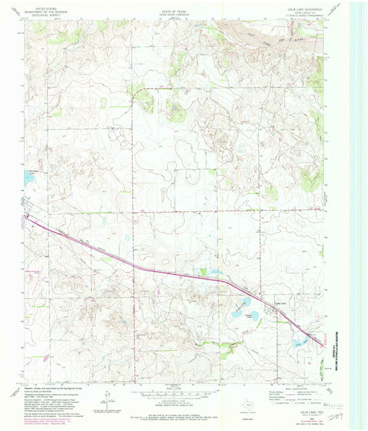 Classic USGS Lelia Lake Texas 7.5'x7.5' Topo Map Image