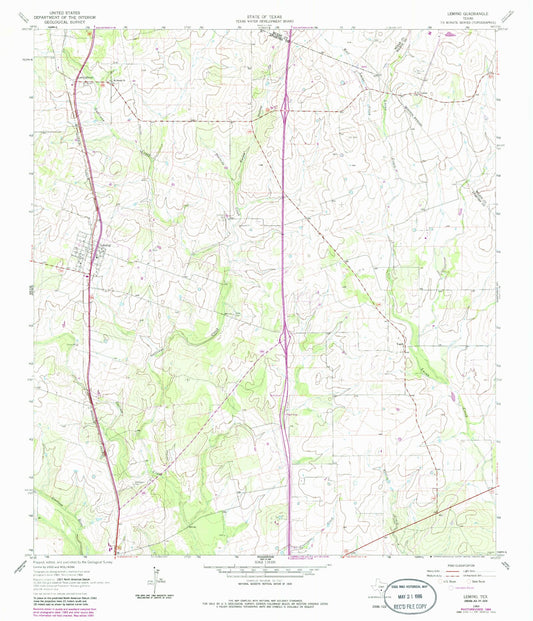 Classic USGS Leming Texas 7.5'x7.5' Topo Map Image