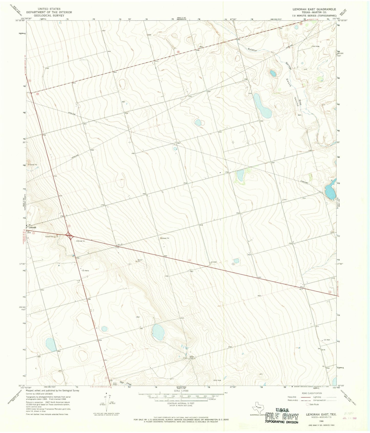 Classic USGS Lenorah East Texas 7.5'x7.5' Topo Map Image