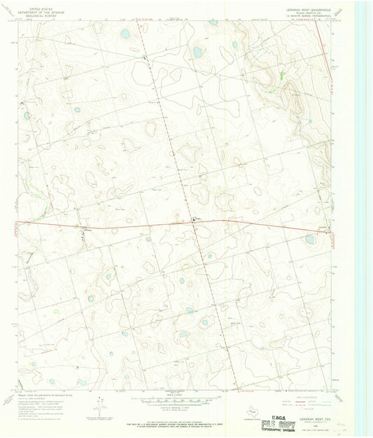 Classic USGS Lenorah West Texas 7.5'x7.5' Topo Map Image