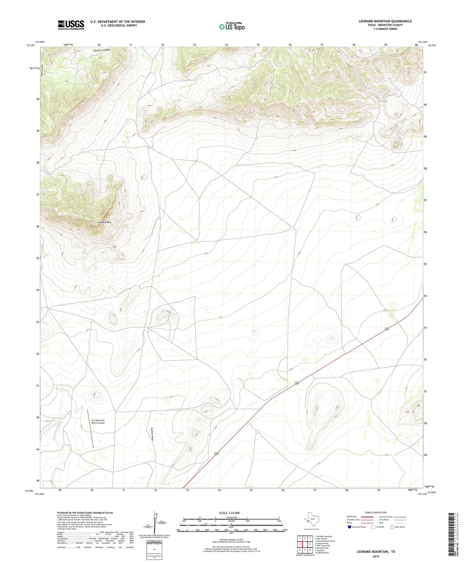 Leonard Mountain Texas US Topo Map Image