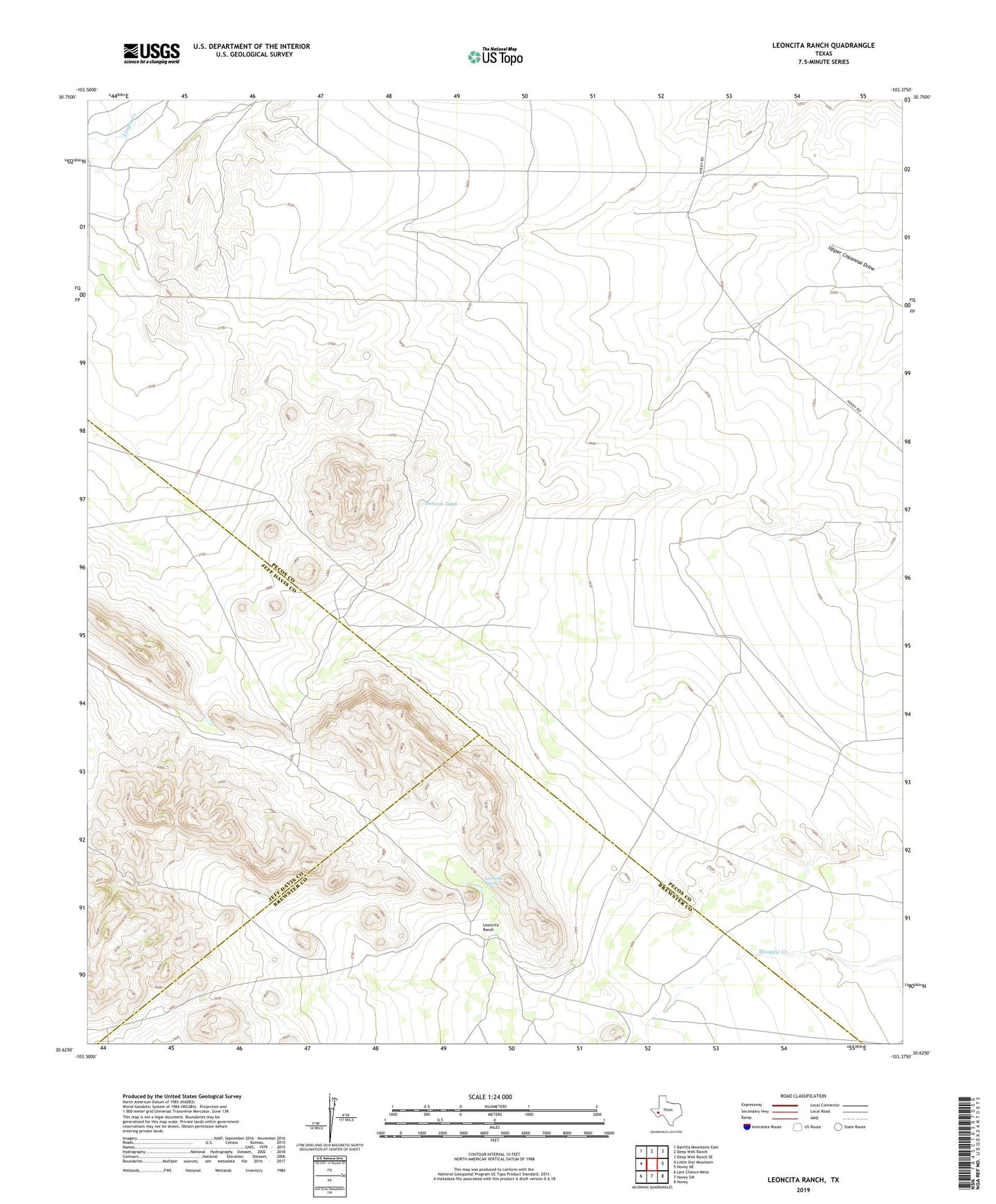Leoncita Ranch Texas US Topo Map Image