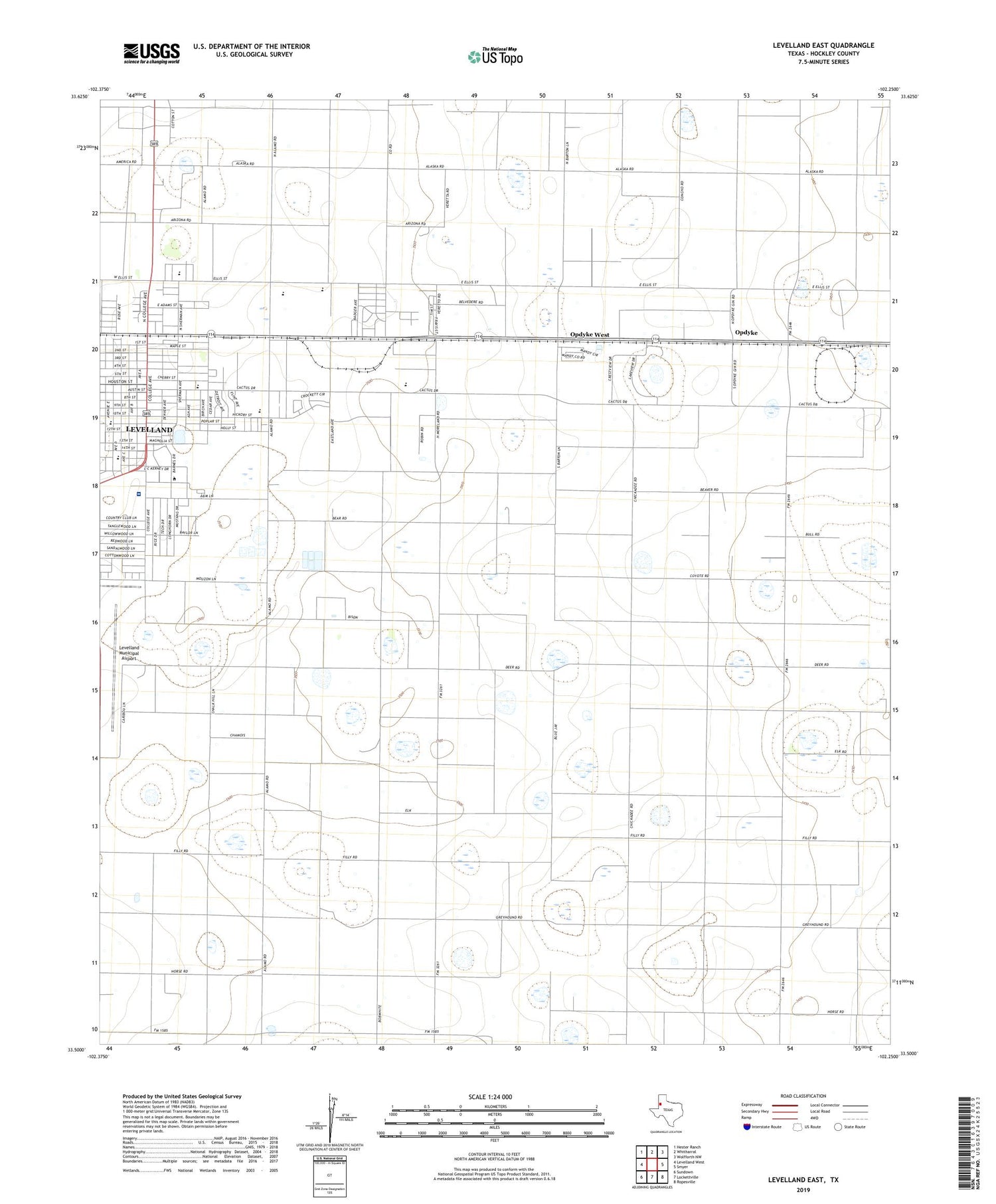 Levelland East Texas US Topo Map Image
