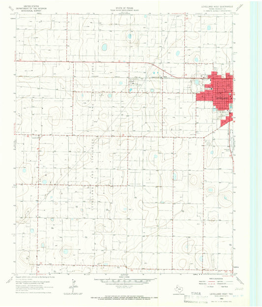 Classic USGS Levelland West Texas 7.5'x7.5' Topo Map Image