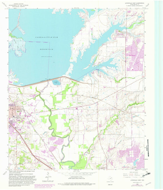 Classic USGS Lewisville East Texas 7.5'x7.5' Topo Map Image