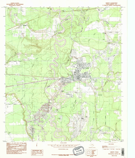 Classic USGS Liberty Texas 7.5'x7.5' Topo Map Image