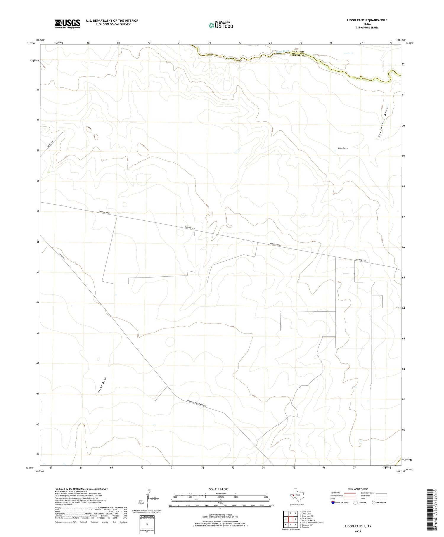Ligon Ranch Texas US Topo Map Image