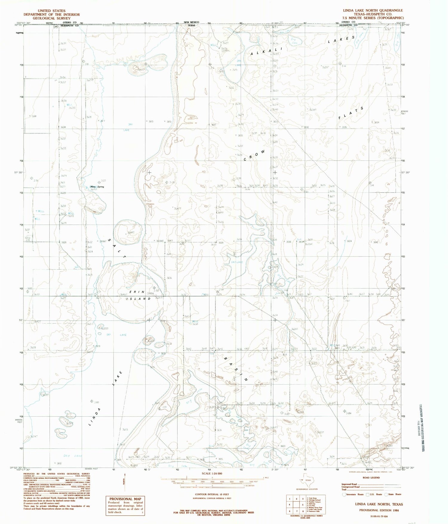 Classic USGS Linda Lake North Texas 7.5'x7.5' Topo Map Image