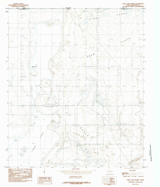 Classic USGS Linda Lake North Texas 7.5'x7.5' Topo Map Image