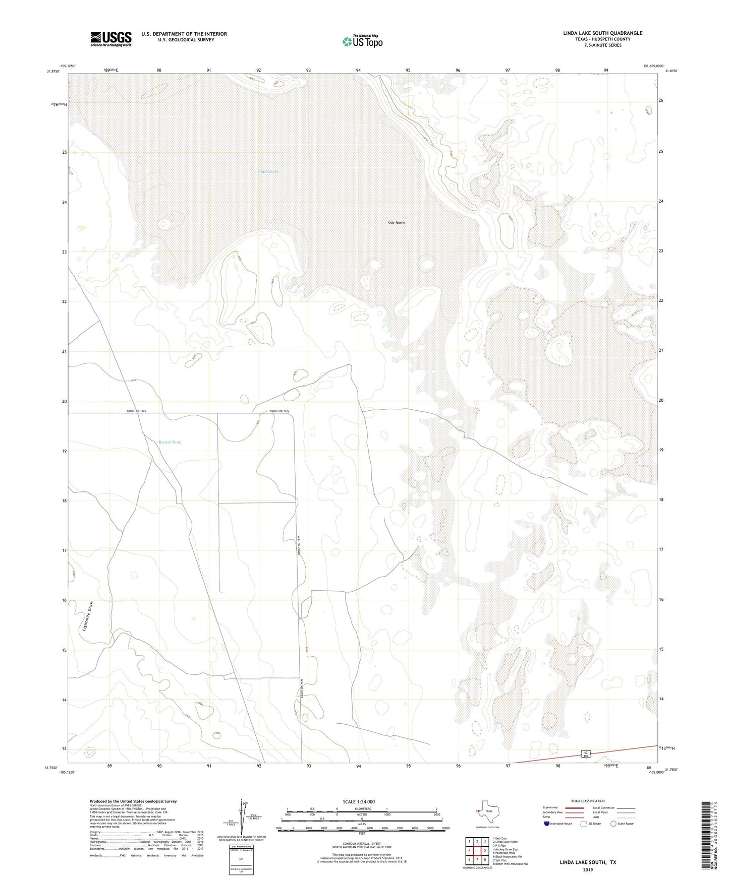 Linda Lake South Texas US Topo Map Image